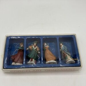 Vintage Kmart Christmas Porcelain Victorian Villager Ornaments Original Box RARE